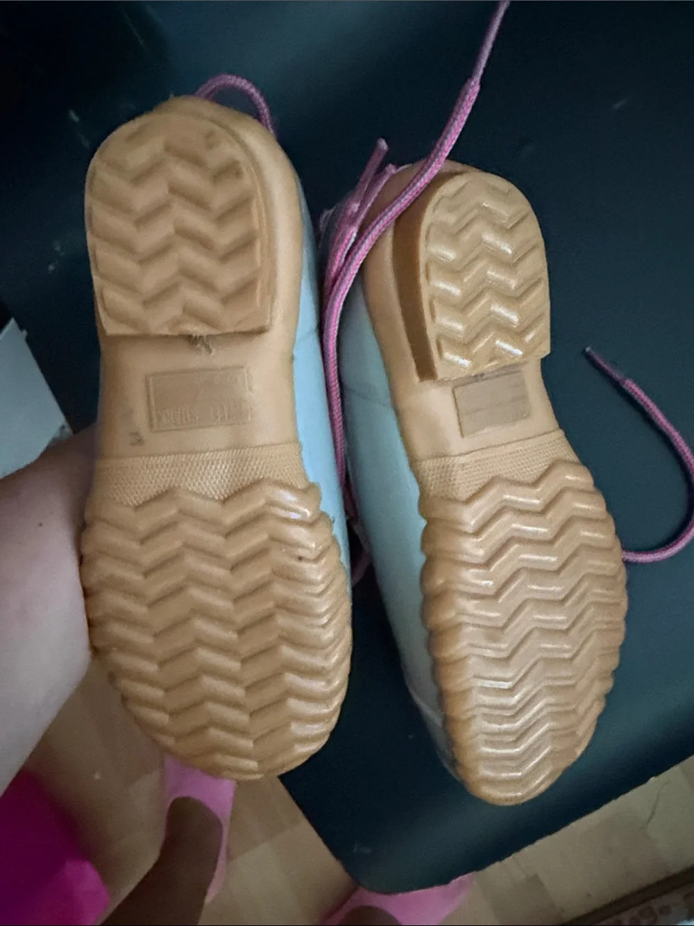Khombu Gray and Pink Kids Duck Boots